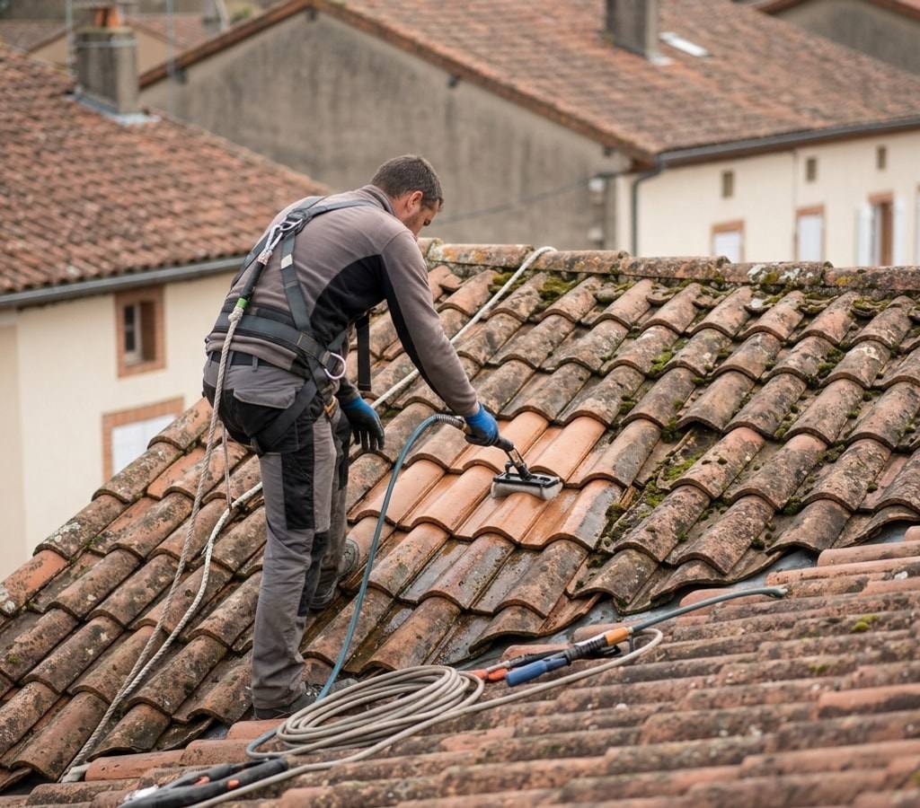 Comparatif avant après traitement hydrofuge de toiture