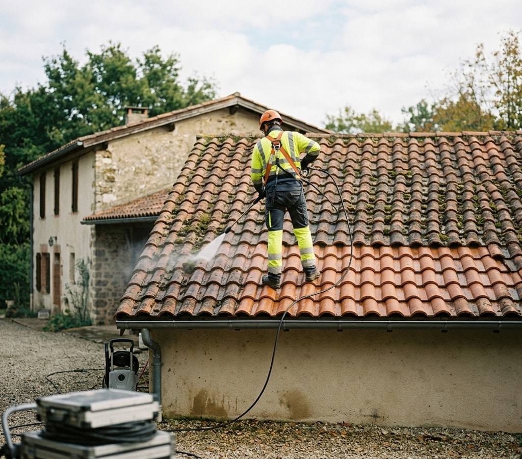 Nettoyage de façade et toiture d'une maison dans le Tarn